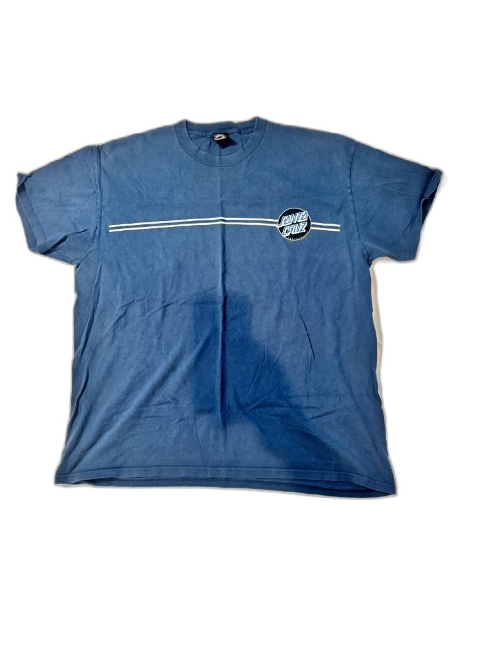 Santa Cruz Skateboards Mens Blue T-Shirt Circle Logo Stripes XL